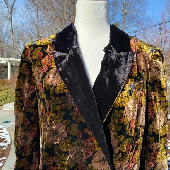 NWT Free People Nicolette Velvet Floral Blazer Oversized Boyfriend Jacket XS - Picture 8 of 17